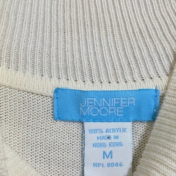 Jennifer Moore Women’s Diamond Sequin Detail Turtleneck Cream Sweater Size S-M - Picture 4 of 4